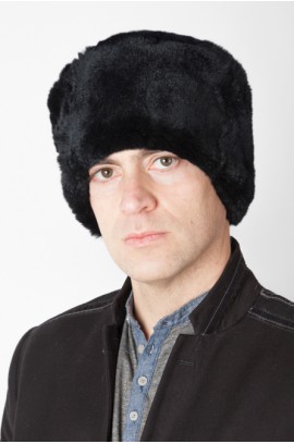 Black rex fur hat